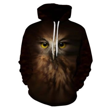 Loose And Fashion Brown Owl Pattern Animals Hoodie