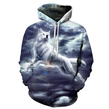 Cute And Loose Blue Lion Pattern Animals Hoodie