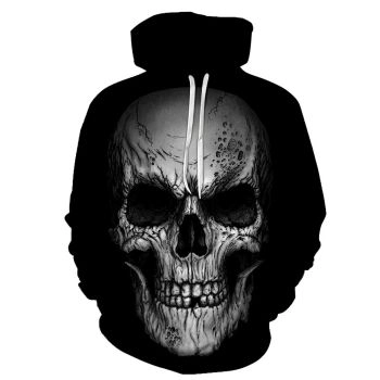 Street Style Black Skull Pattern Halloween Hoodie