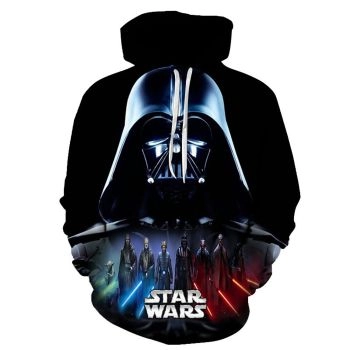 Vintage  And Loose Black Skull Pattern Star Wars Hoodie