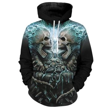  Gorgeous Black Skull Pattern Animals Hoodie