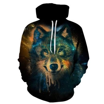 Popular And Vintage Brown Wolf Pattern Animals Hoodie