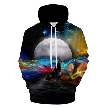 Cute And Loose Colorful Wolf Pattern Animals Hoodie