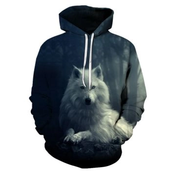 Elegance Blue Wolf Pattern Animals Hoodie