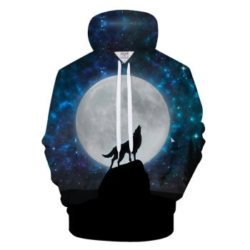 Temperament Blue Wolf Pattern Animals Hoodie