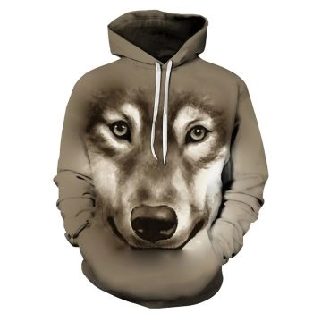 Loose And Gorgeous White Wolf Pattern Animals Hoodie