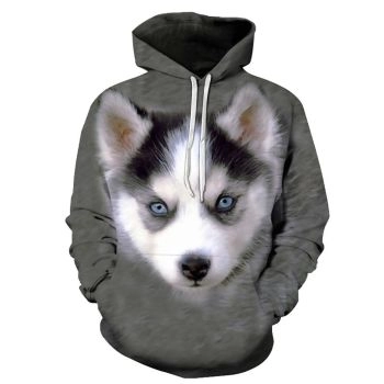 Fashion Grey Wolf Pattern Animals Hoodie