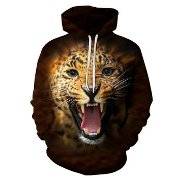 Loose Brown Tiger Pattern Animals Hoodie