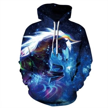 Precious And Cute Blue Horse Pattern Animals Hoodie