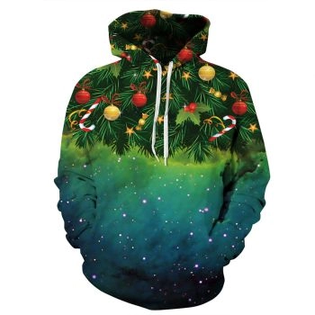 Temperament Green Tree Pattern Christmas Hoodie