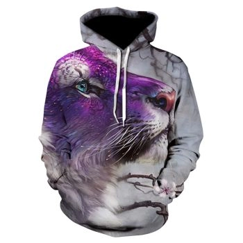 Pretty Purple Lion Pattern Animals Hoodie