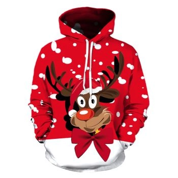 Vintage  Red Deer Pattern Christmas Hoodie