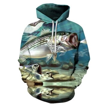 Classical  Blue Fish   Pattern Animals Hoodie