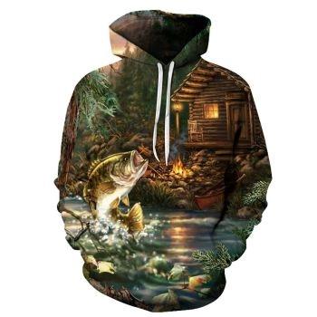 Popular And Vintage Brown Fish Pattern Animals Hoodie