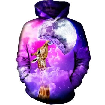 Classical And Elegance Purple Deer Pattern Animals Hoodie