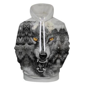 Classical And Elegance Grey Wolf Pattern Animals Hoodie