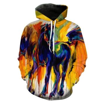Temperament Colorful Horse Pattern Animals Hoodie