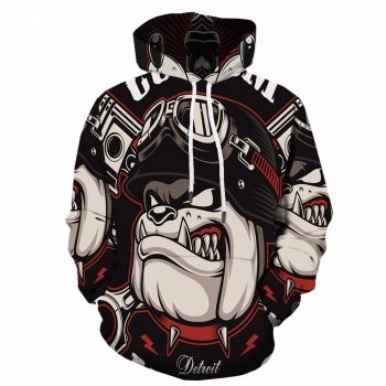 Popular Black Red Lion Pattern Animals Hoodie