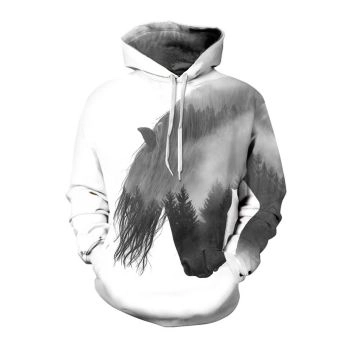 Precious White Horse Pattern Animals Hoodie