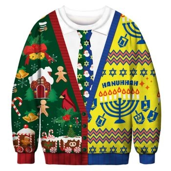 Elegance Colorful House Tree Pattern Christmas Hoodie
