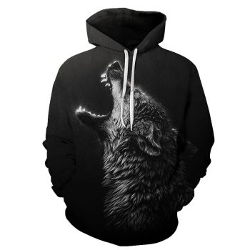 Street Black Wolf Pattern Animals Hoodie