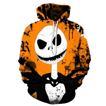 Fashion Orange Skull Pattern Halloween Hoodie