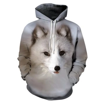 Fashion And Gorgeous White Wolf Pattern Animals Hoodie