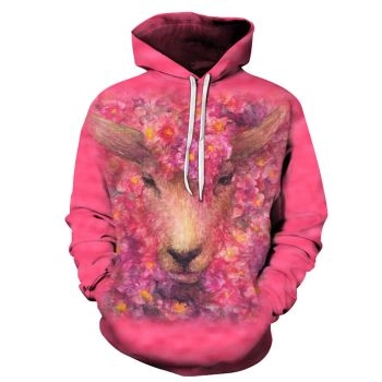 Fashion Pink Deer Pattern Animals Hoodie