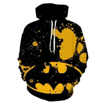 Fashion Black Yellow Batman Pattern Batman Hoodie