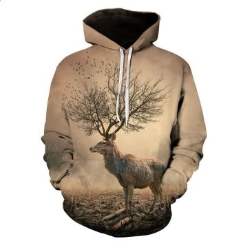 Cute Brown Deer Pattern Animals Hoodie