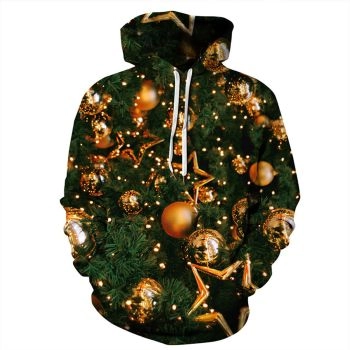 Elegance Yellow Green Star Pattern Christmas Hoodie