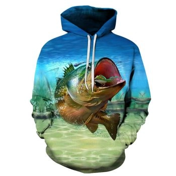 Street Style Blue Green Fish Pattern Animals Hoodie