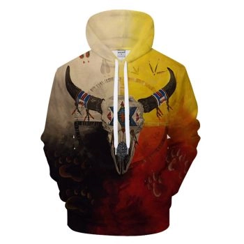 Oversize Yellow Brown Cow Pattern Animals Hoodie
