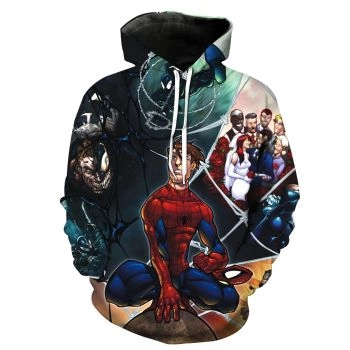 Loose Black Red Venom Pattern Venom Hoodie