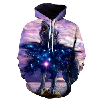 Pretty Purple Wolf Pattern Animals Hoodie