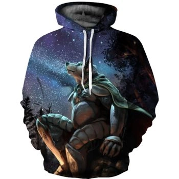 Elegance Blue Wolf Pattern Animals Hoodie