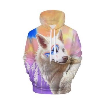 Generous And Beautiful Colorful Wolf Pattern Animals Hoodie