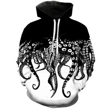 Street Black White Octopus Pattern Animals Hoodie