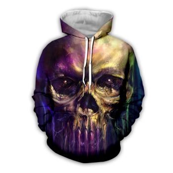 Loose And Gorgeous Colorful Skull Pattern Halloween Hoodie