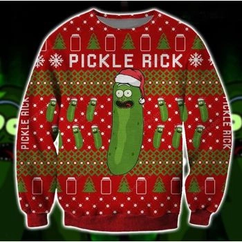 Pickle Rick 3D Christmas Ugly Sweater