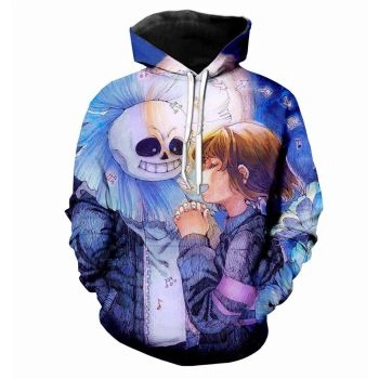 Loose And Gorgeous Blue Skull Pattern Undertale Hoodie