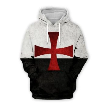 Cute And Loose Black White Crusader Knight Pattern Armor Hoodie