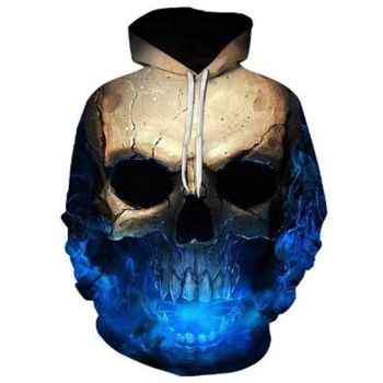 3D skull printed hooded sweatshirt
