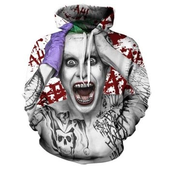  New 3D digital clown hahaha pattern male hooded sweatshirt