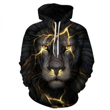  Printed lightning lion head sweatshirt 
