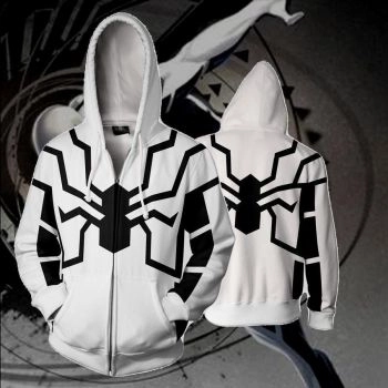 Superhero black and white spider cosplay bodysuit