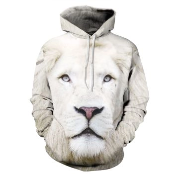  New white lion head loose hooded couple sweatshirt