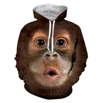 Cute little monkey print hooded sweatshirt