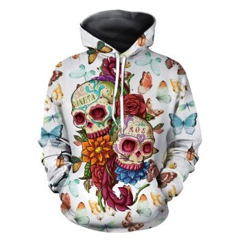Printed hooded couple baseball sweatshirt 