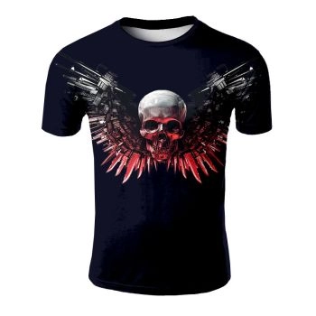 Printed skull theme series casual trend T-shirt